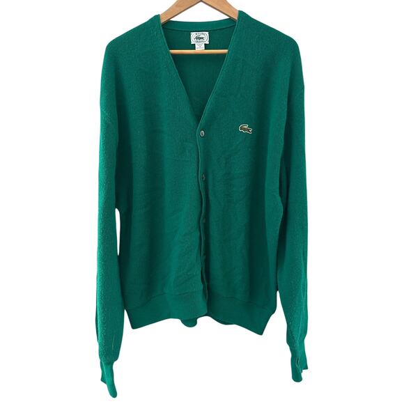 Vintage Izod Lacoste Green Grandpa Cardigan Sweater Size XL - Picture 2 of 9